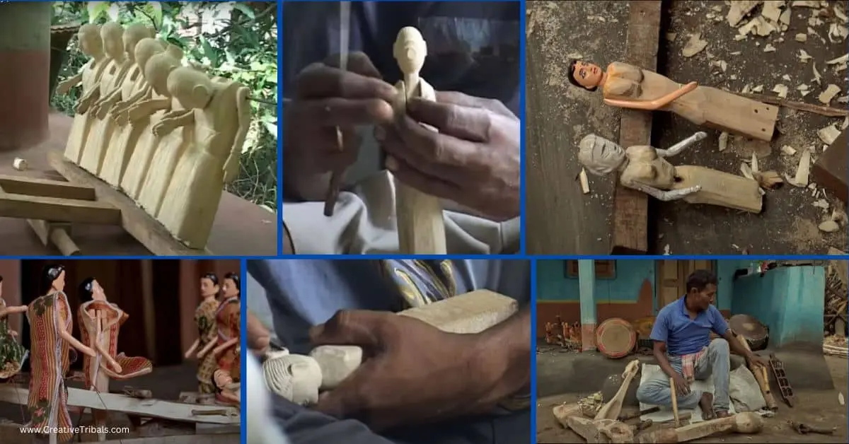 Craftsman making a traditional Santhal puppet