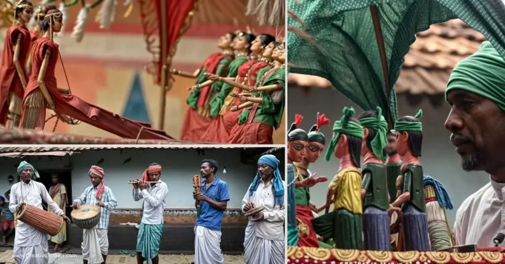 Santhal Puppet Show - Traditional Santhal tribal puppetry performance.