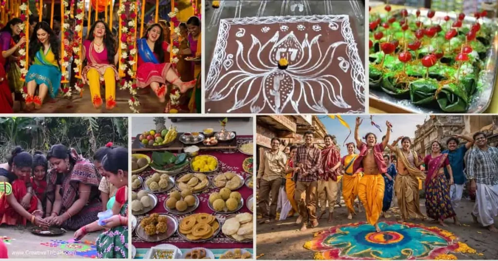 Traditional Raja Sankranti celebration with women swinging joyfully in colorful sarees, Odisha, India