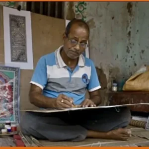 Pattachitra artist painting in Raghurajpur, Odisha, India