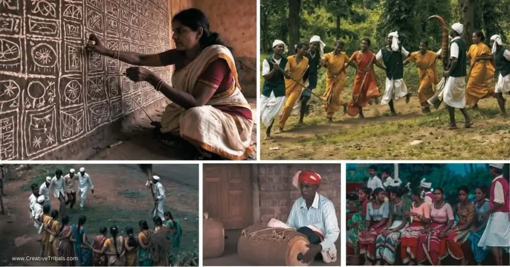 Warli Tribe Showcasing Traditional Warli Art