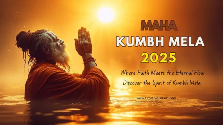 Devotees bathing at the Kumbh Mela 2025, the largest spiritual gathering in India.